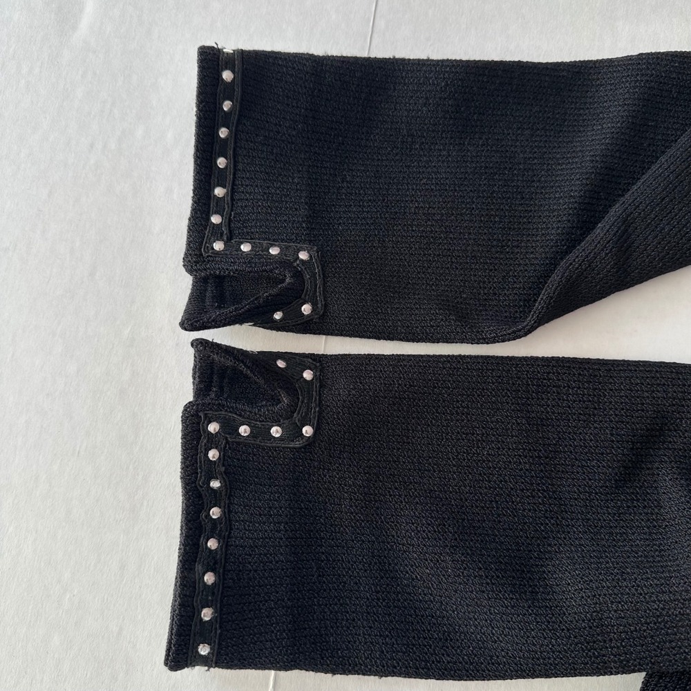 St John Collection Marie Gray Santana Knit Zip Jacket Black Studded Size 10 - Picture 8 of 9